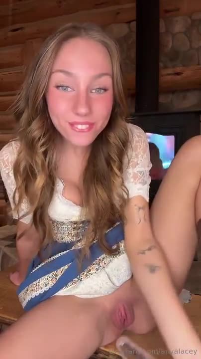 Blonde in Dirndl Fucks Her Pussy and Ass with Glass | zck